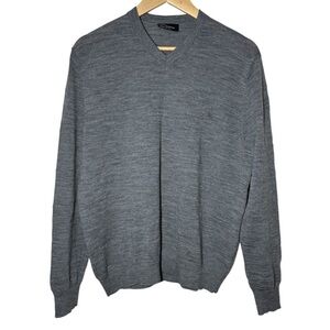 Gap Sweater Men's Large Slub Merino Wool Pullover Gray Lightweight Minimal FLAW